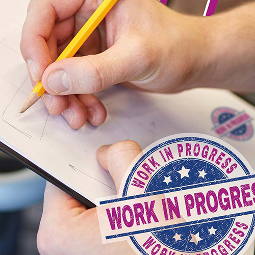 Clipboard getfit Trier mit Button "Work in progress"